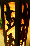 Champaka Bamboo Carved Wood Art Electric Lantern Lights Table Lamp