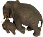 Hand Carved Teak wooden Thai Elephants Figure : Mom &amp; Baby