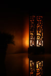 Oriental Bamboo Carved Wood Art Electric Lantern Lights Table Lamp
