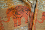 Decorish Women's Thai Elephants Pashmina Scarf -Earth Tone Beige &amp; Orange 54 x 66 inch