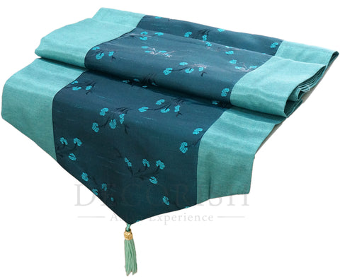 Silk Decorative Table Bed Runner - Asian Floral