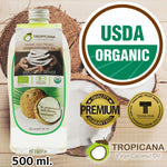 Tropicana Pure Virgin Thai Coconut Oil ORGANIC for Hair Skin Face Unrefined 500 ml.